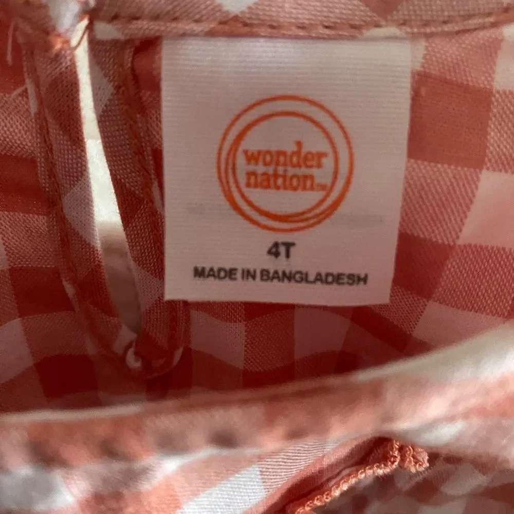 NWT Toddler girl 4T Outfit Set Plaid short sleeve shirt Top White Pants